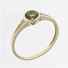 Anello in oro con moldavite e zirconi 3144