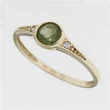 Anello in oro con moldavite e zirconi 3144