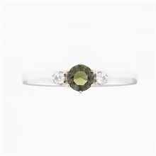 Anello in oro con moldavite e zirconi 3220