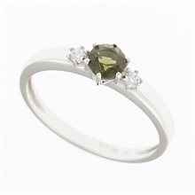 Anello in oro con moldavite e zirconi 3220