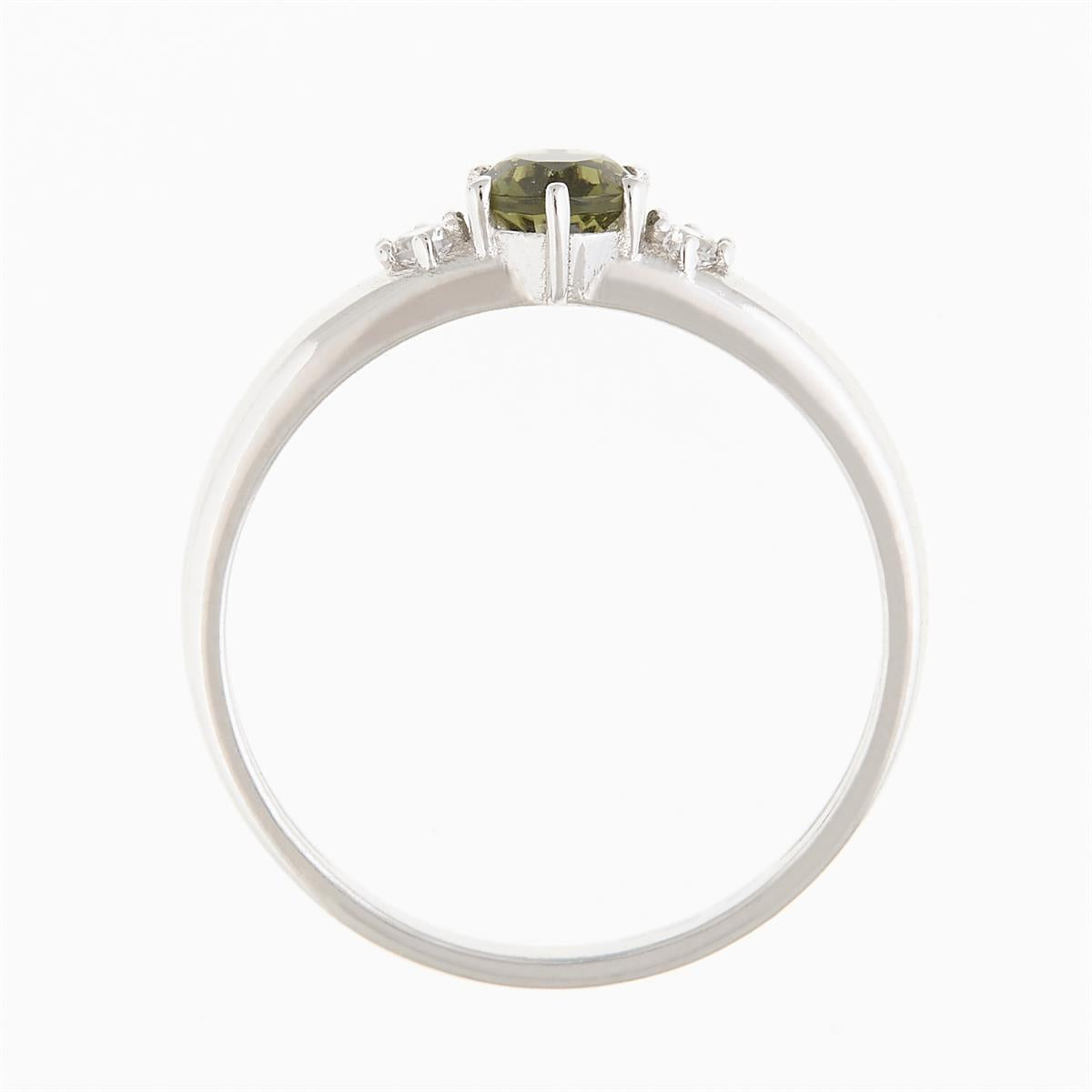 Golden ring with moldavite and zirconia 3220