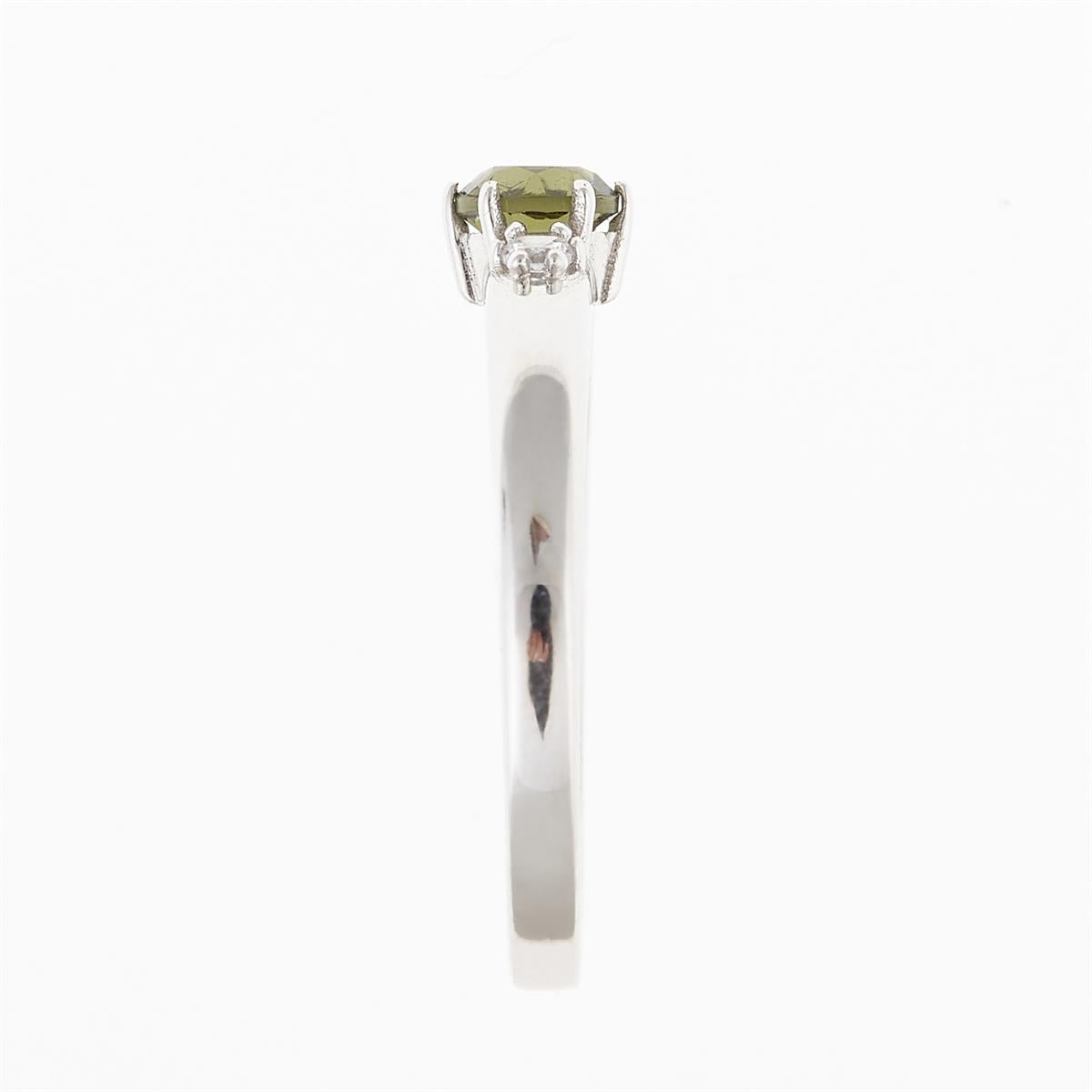 Golden ring with moldavite and zirconia 3220