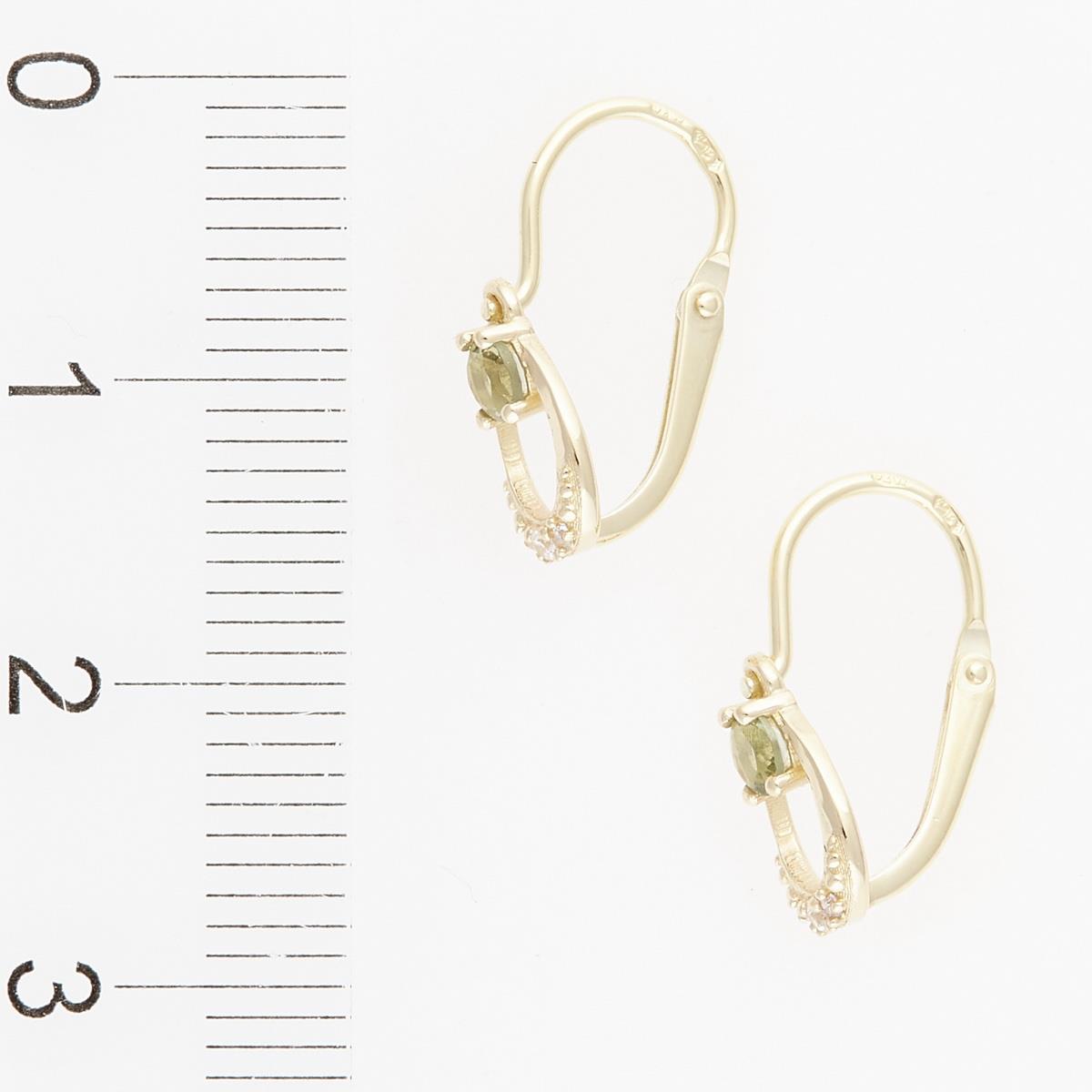 Golden children's earrings with moldavites and zirconia 07-5