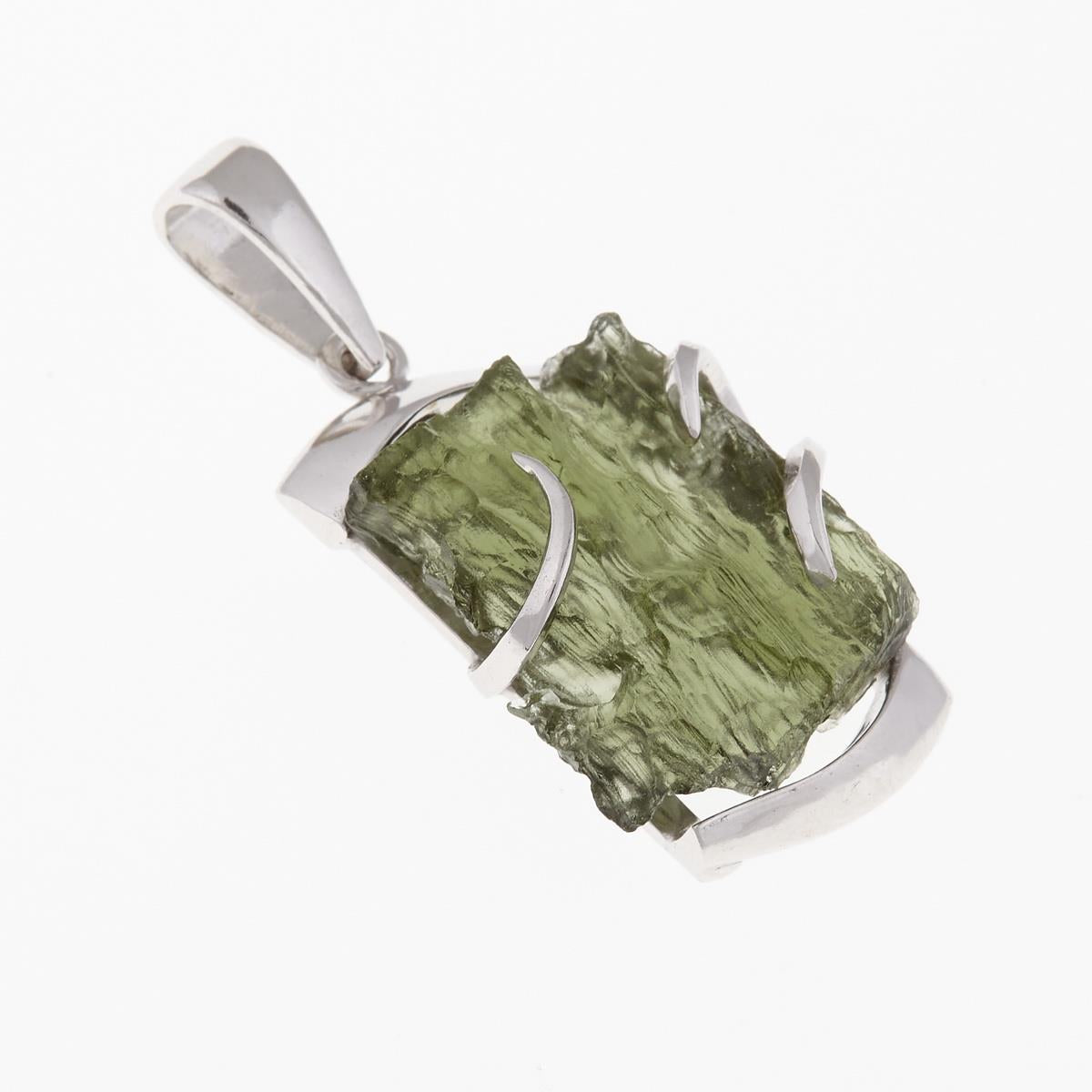 Silver pendant with moldavite 6649