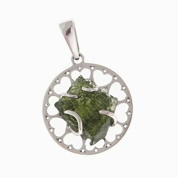 Silver pendant with moldavite 7436
