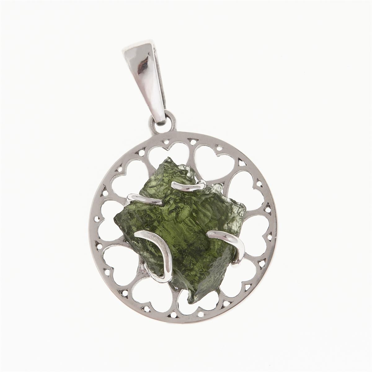 Silver pendant with moldavite 7436