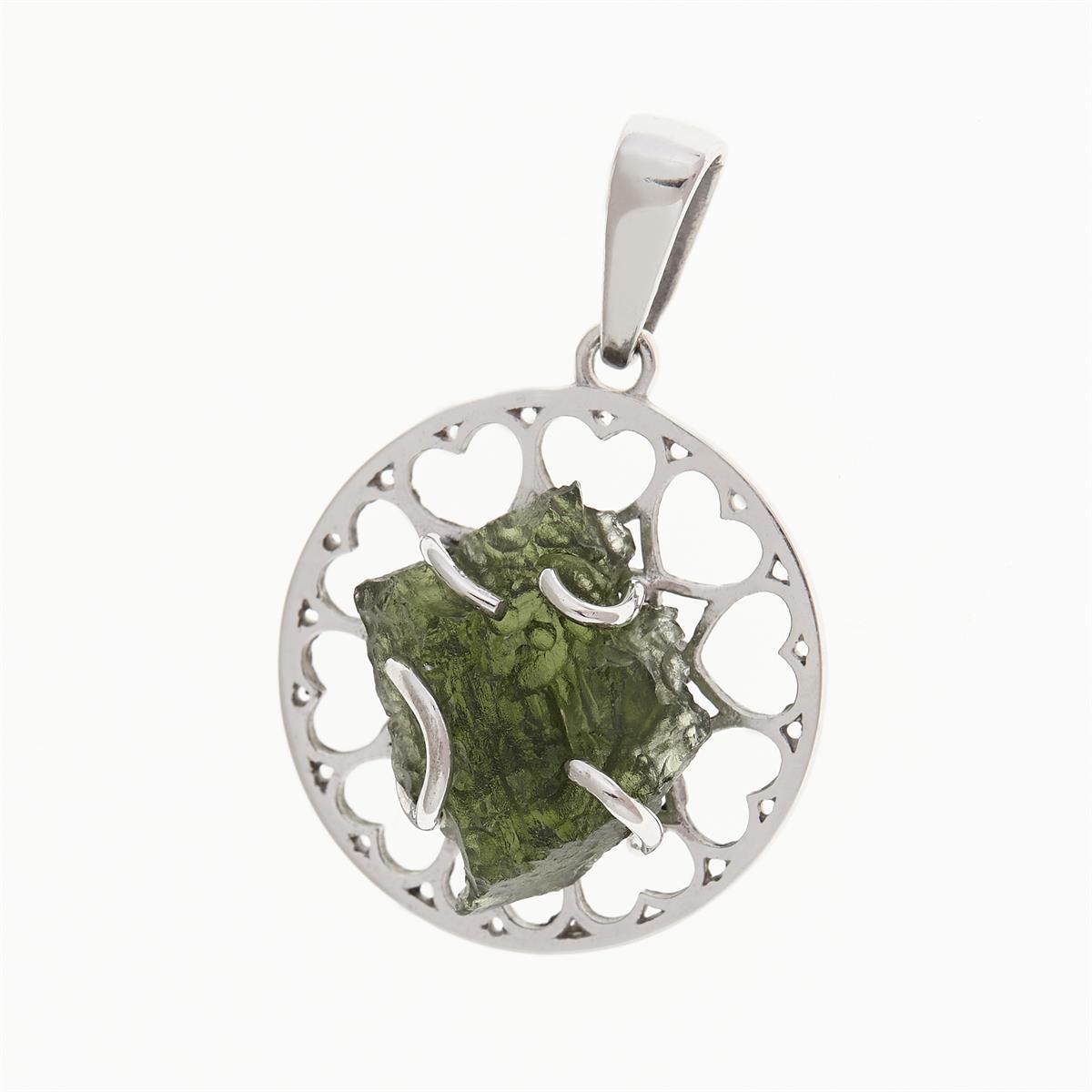 Silver pendant with moldavite 7436