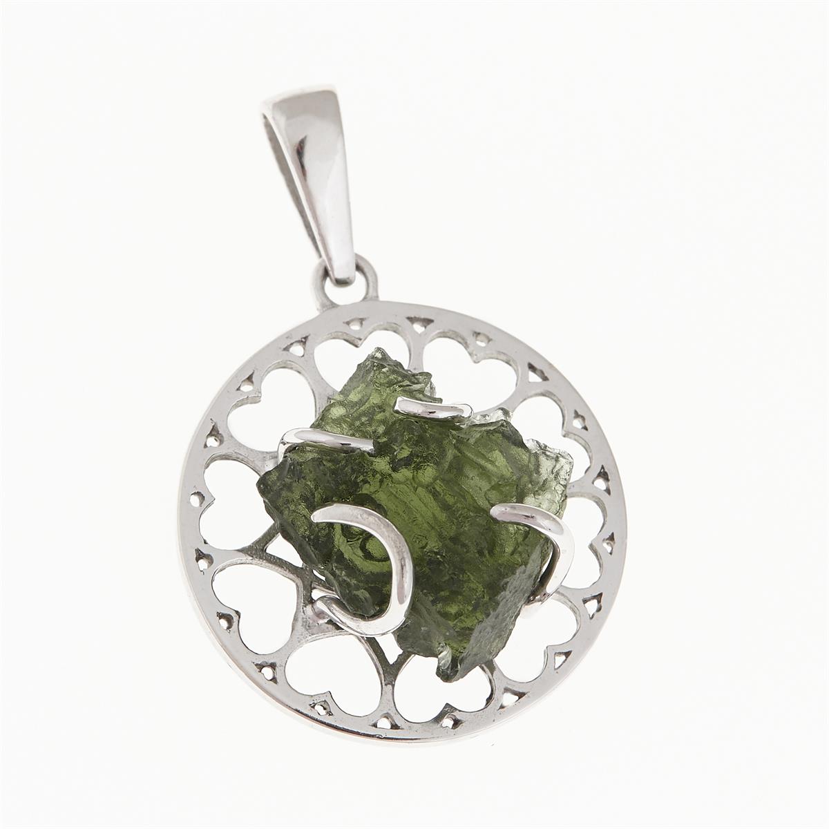 Silver pendant with moldavite 7436
