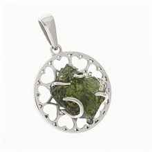Silver pendant with moldavite 7436