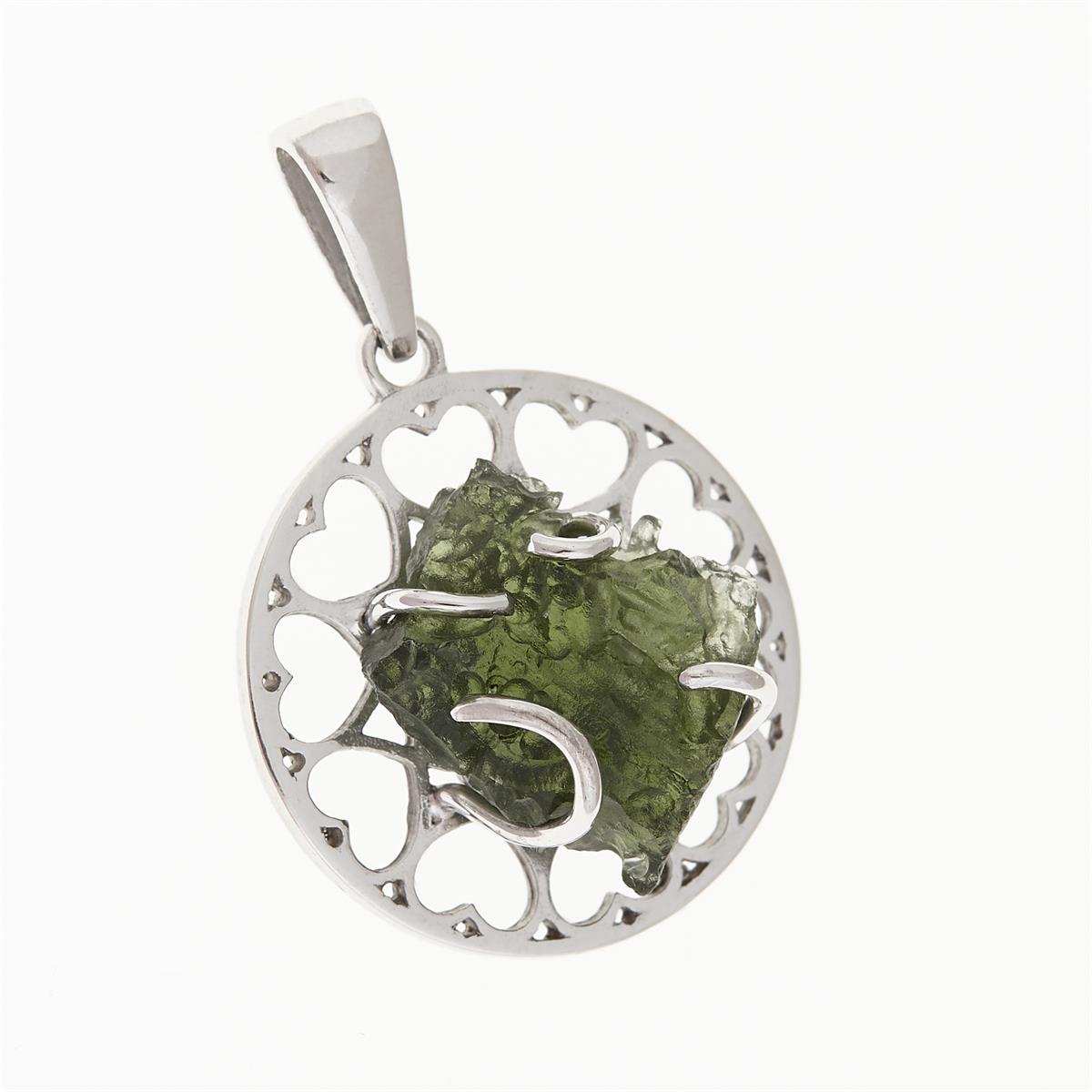 Silver pendant with moldavite 7436