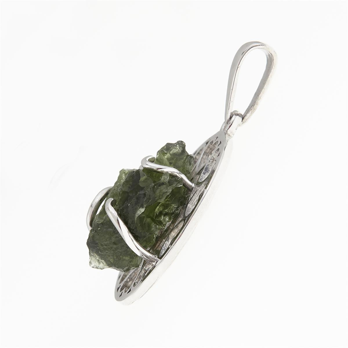 Silver pendant with moldavite 7436