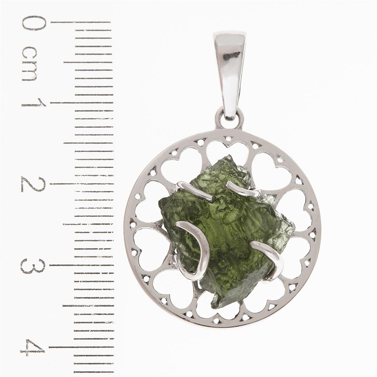 Silver pendant with moldavite 7436