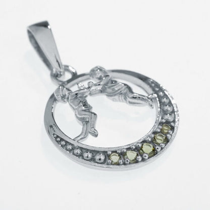 Segno zodiacale in argento con moldaviti  – Gemini