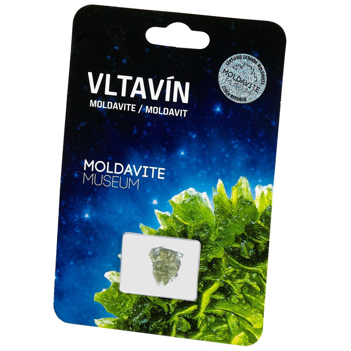 Natural moldavite in blister