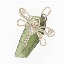 Ciondolo in argento con moldavite e zirconi - libellula DR10412