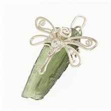 Ciondolo in argento con moldavite e zirconi - libellula DR10412
