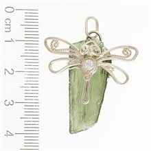 Ciondolo in argento con moldavite e zirconi - libellula DR10412