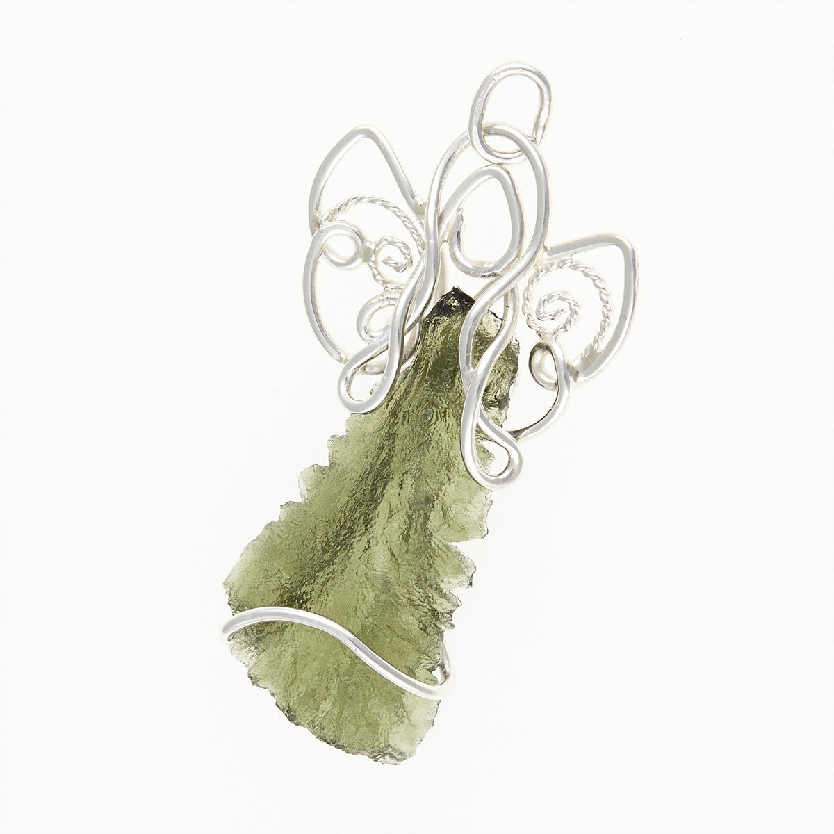Silver pendant with moldavite - angel 11033