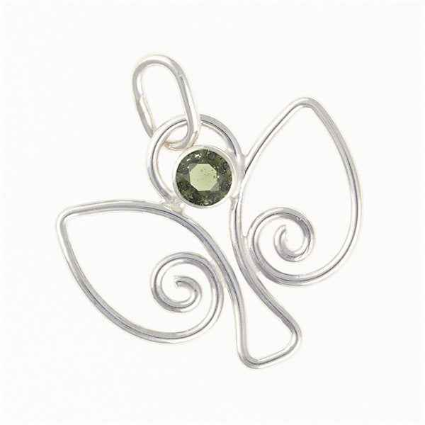 Silver pendant with moldavite - angel DR25-001