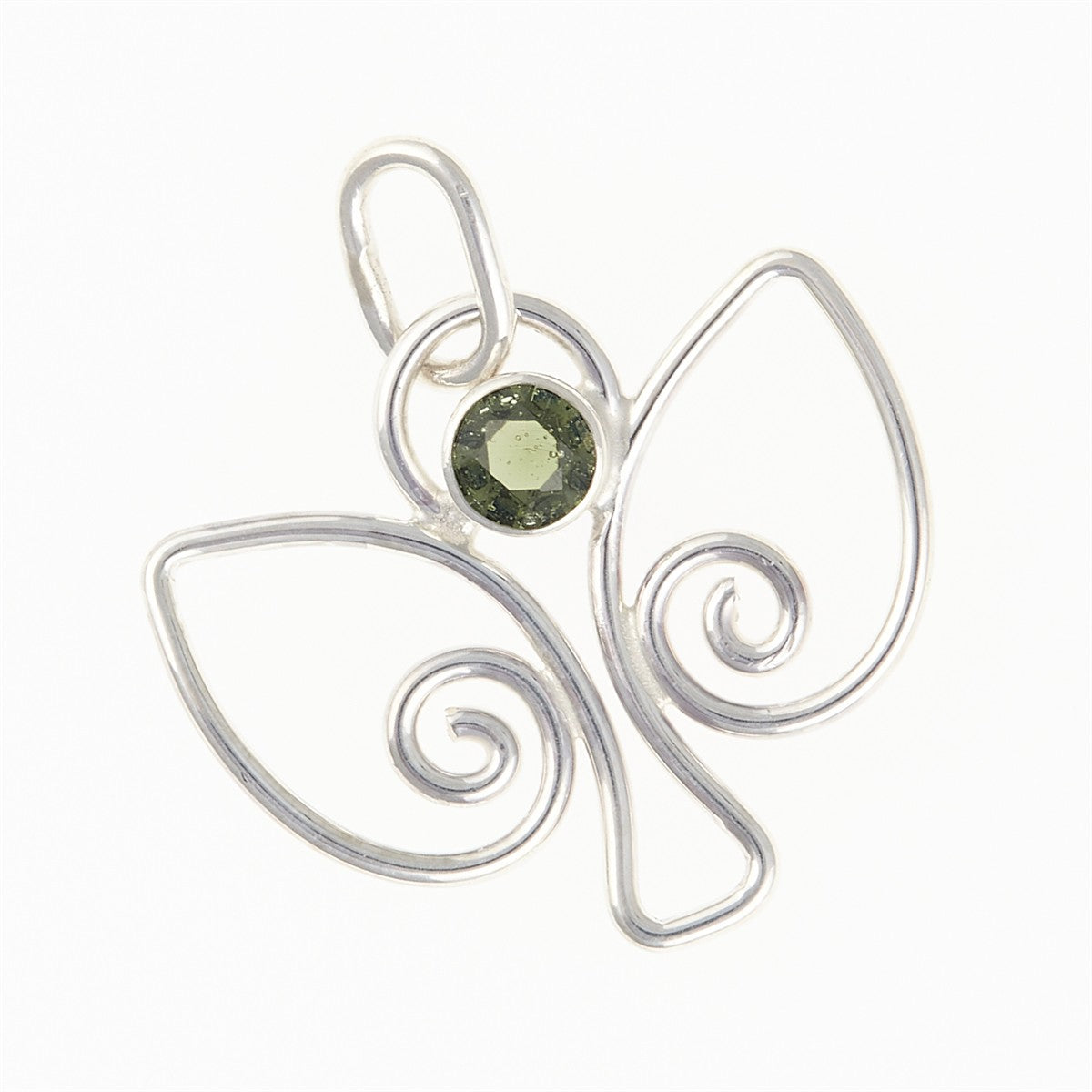 Silver pendant with moldavite - angel DR25-001