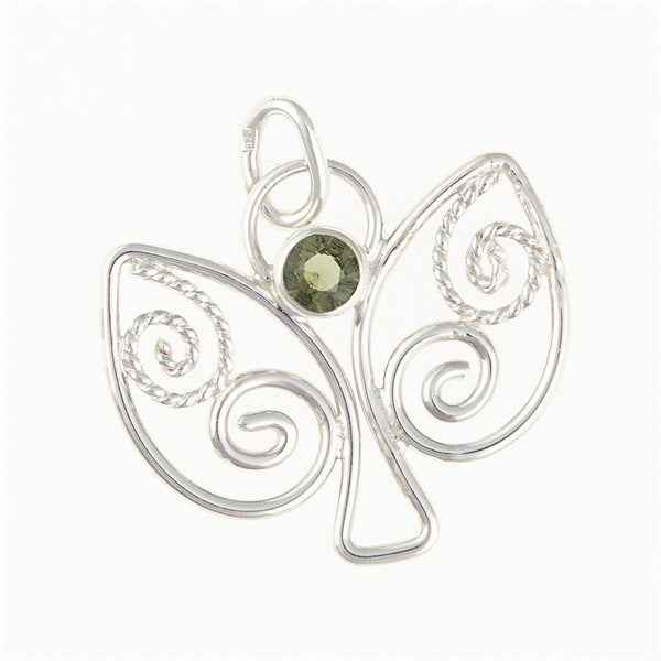 Silver pendant with moldavite - angel DR25-002
