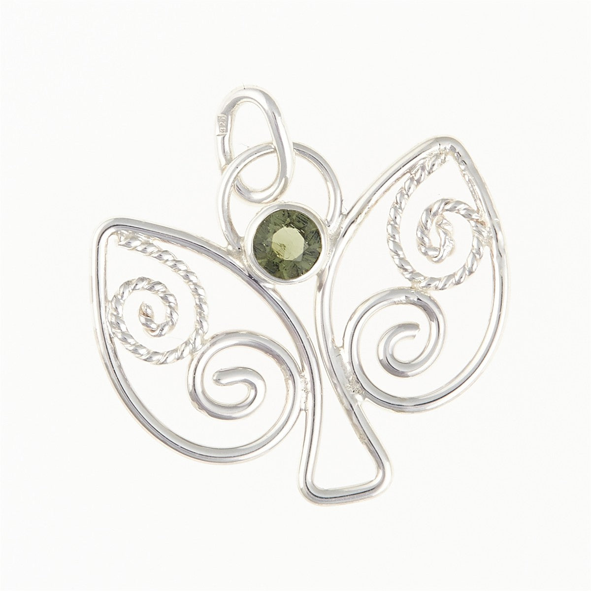 Silver pendant with moldavite - angel DR25-002