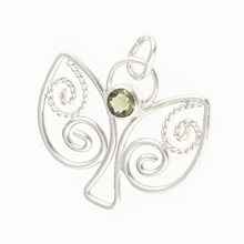 Silver pendant with moldavite - angel DR25-002