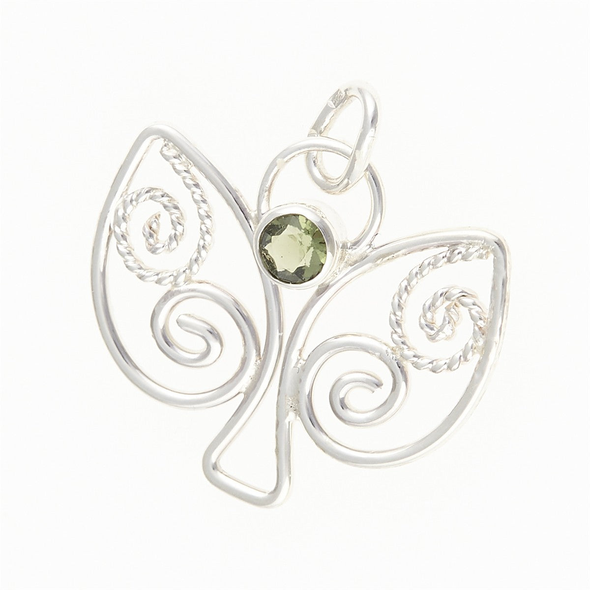 Silver pendant with moldavite - angel DR25-002