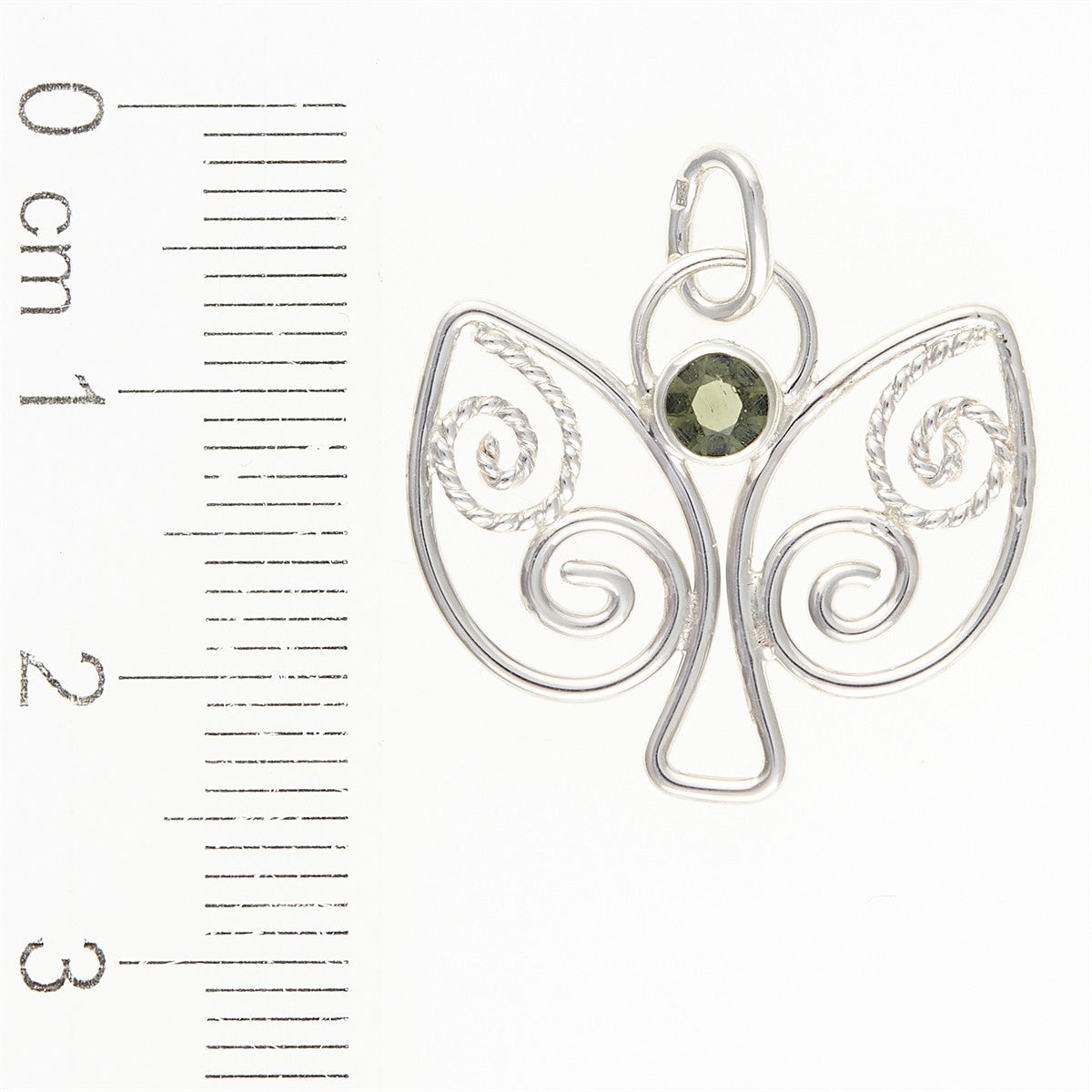 Silver pendant with moldavite - angel DR25-002
