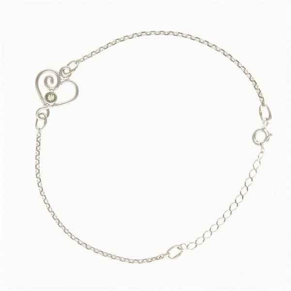 Silver bracelet with moldavite DR26-001