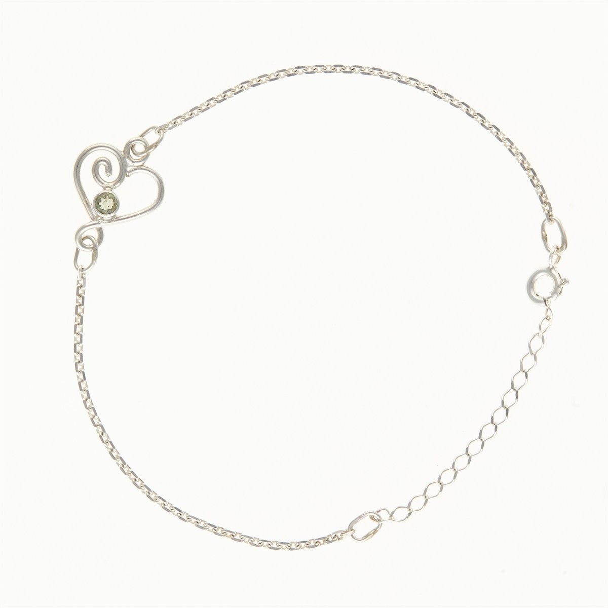 Silver bracelet with moldavite DR26-001