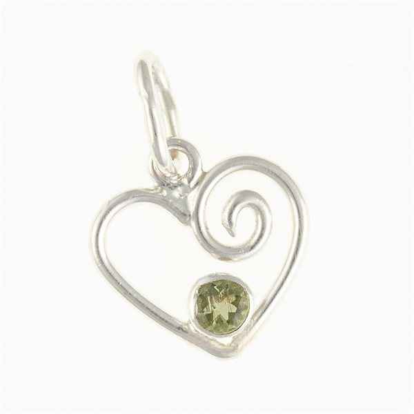 Silver pendant with moldavite - heart DR26-002