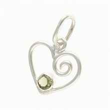 Silver pendant with moldavite - heart DR26-002
