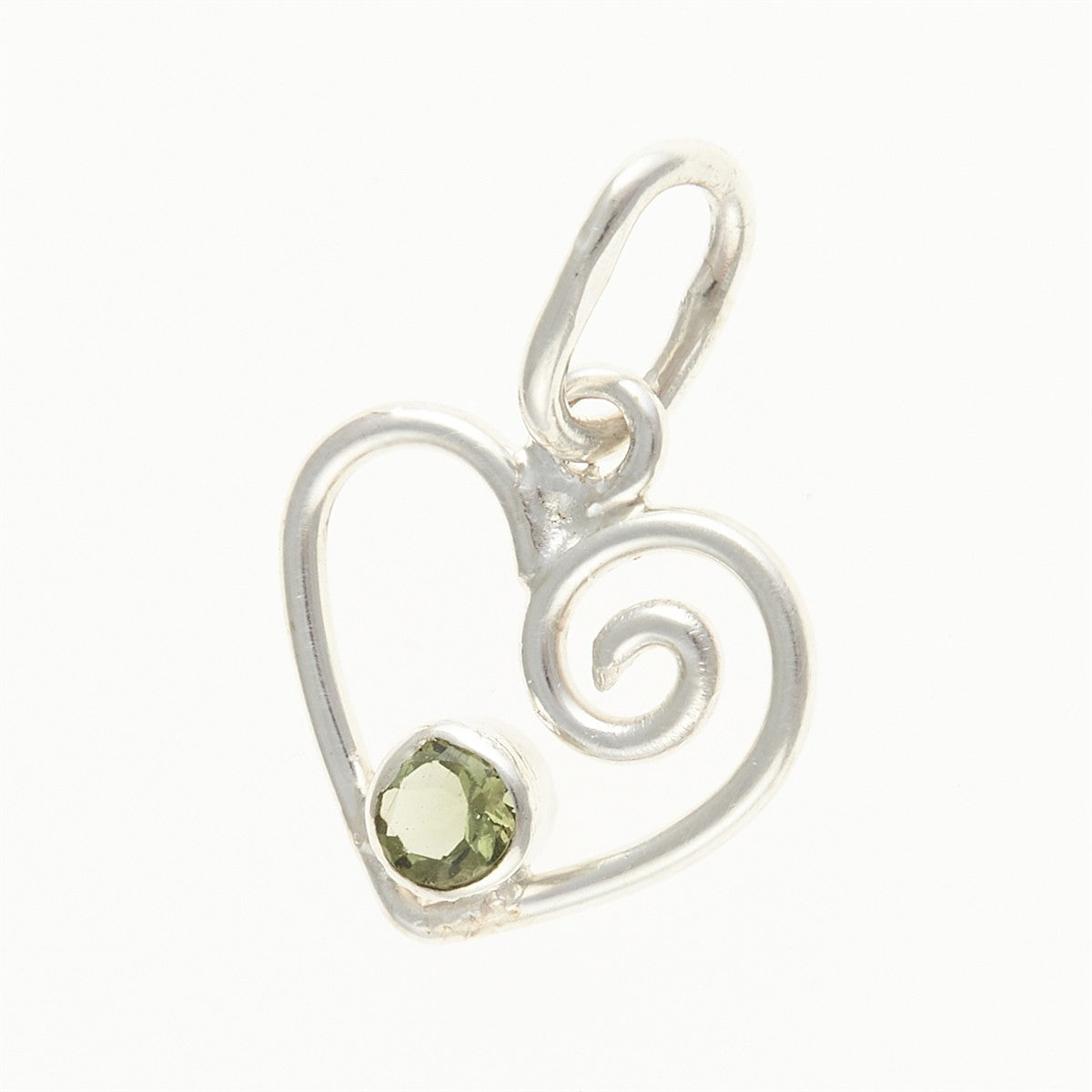 Silver pendant with moldavite - heart DR26-002