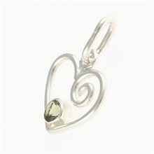 Silver pendant with moldavite - heart DR26-002
