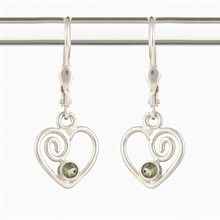Orecchini in argento con Moldaviti - a forma di cuore DR26-003