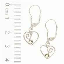 Orecchini in argento con Moldaviti - a forma di cuore DR26-003