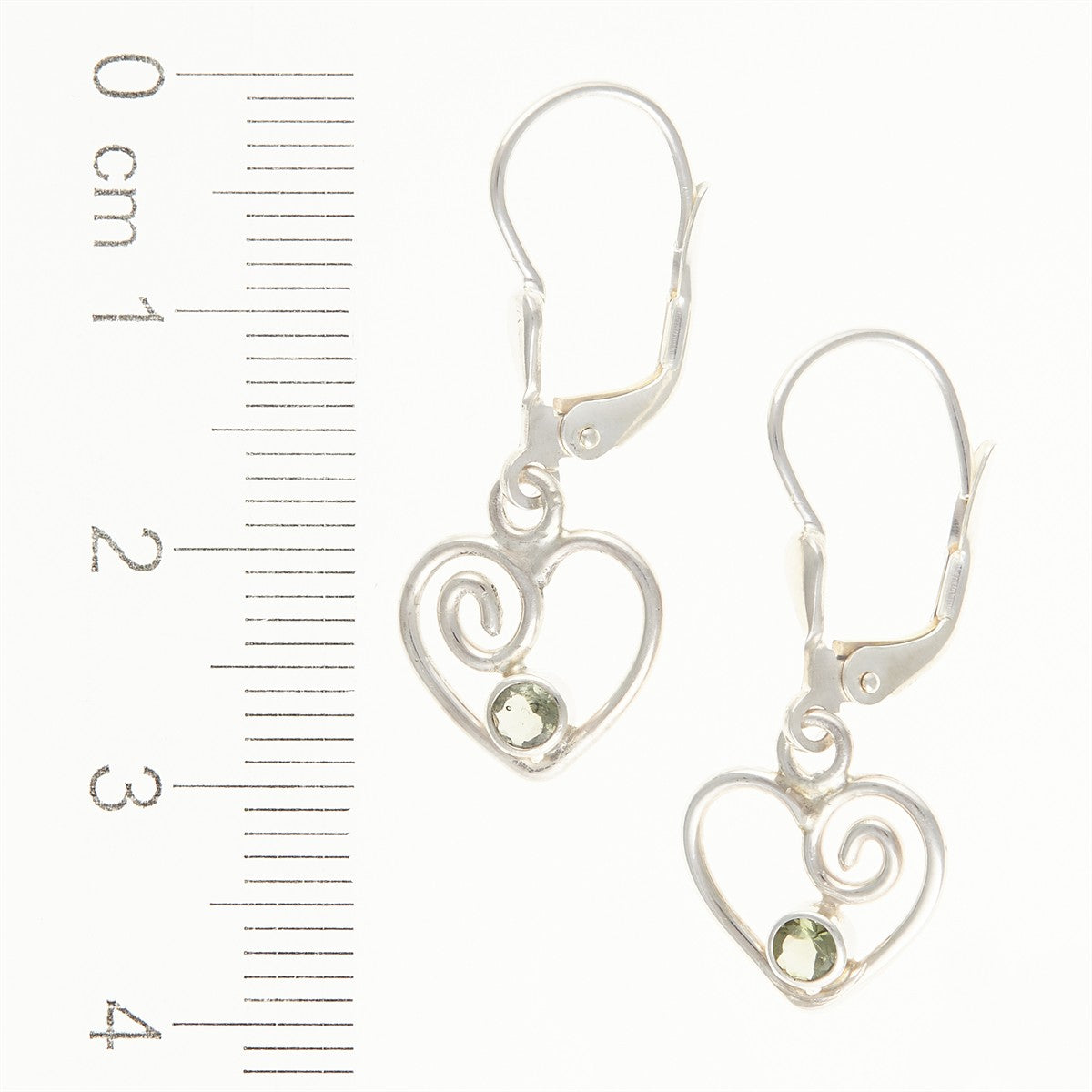 Silver earrings with moldavites - heart DR26-003