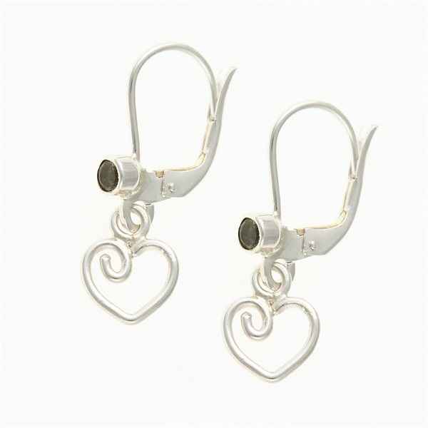Orecchini in argento con Moldaviti - cuore DR26-004