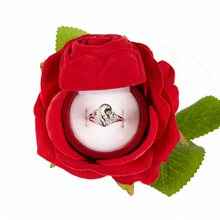 Burgundy velvet ring box - rose F-888