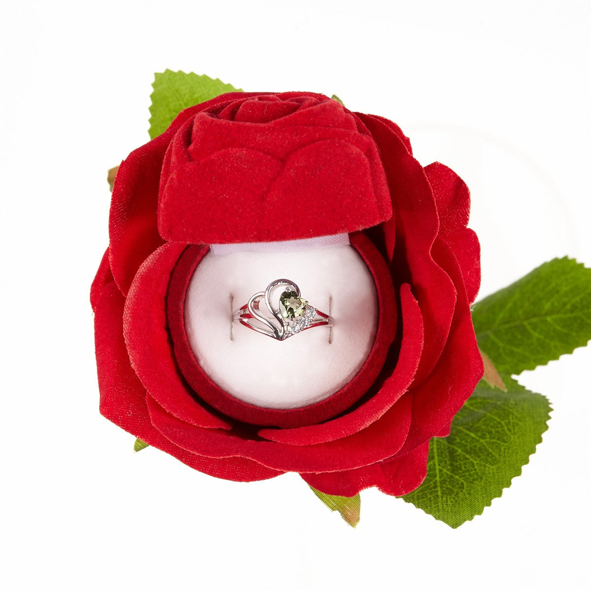 Burgundy velvet ring box - rose F-888