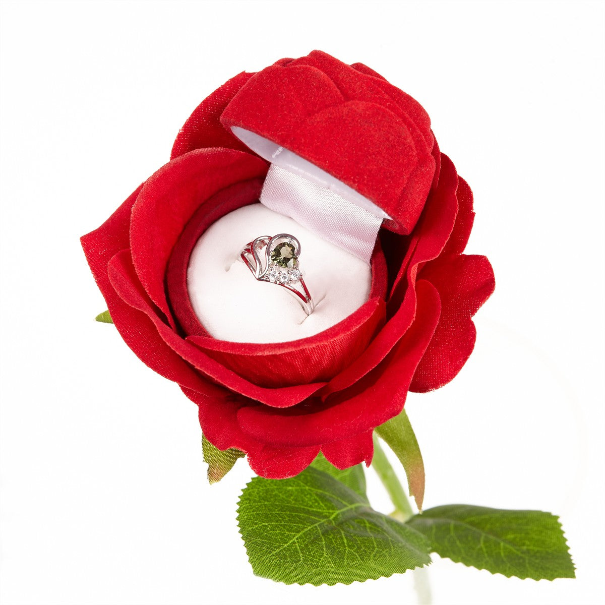 Burgundy velvet ring box - rose F-888