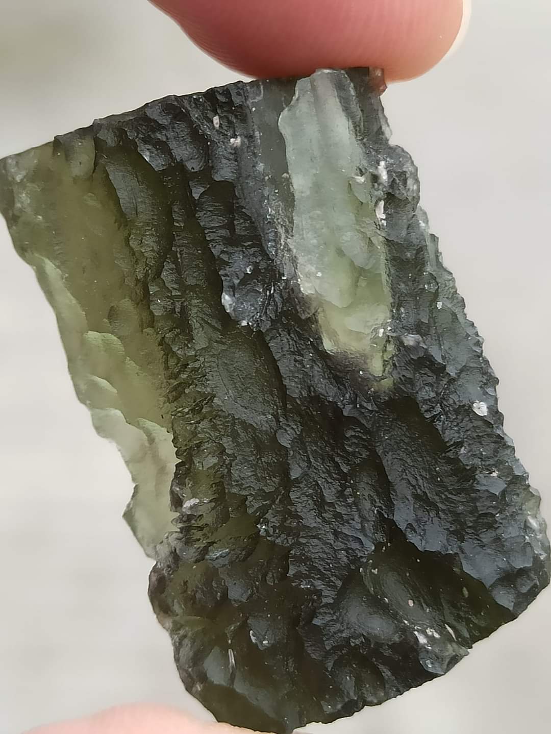 Moldavite Grezza da Nové Hrady - Dřevitý Zelený - 13.47g