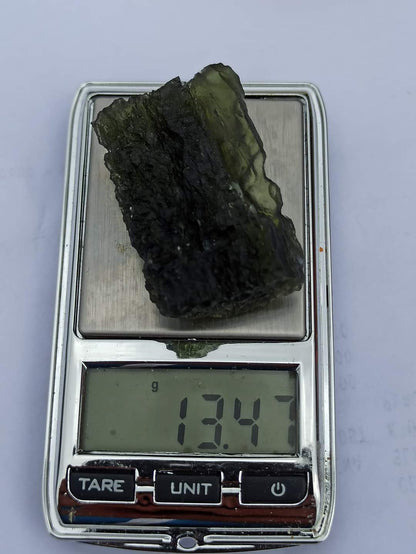 Moldavite Grezza da Nové Hrady - Dřevitý Zelený - 13.47g