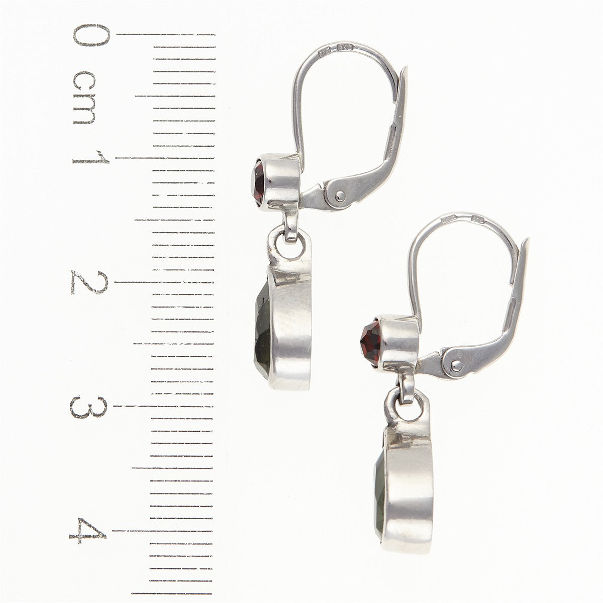 Silver earrings with moldavites 3734G