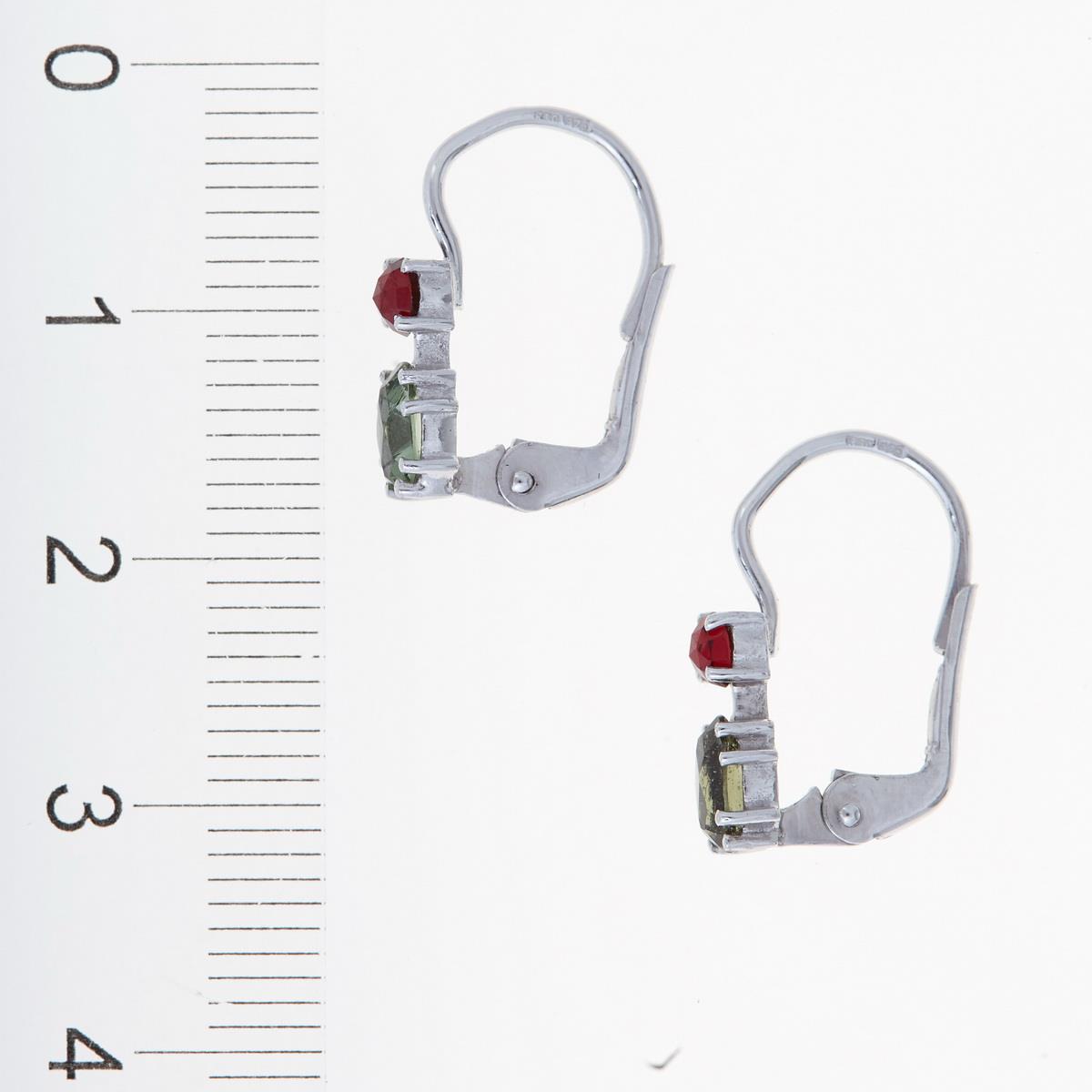 Silver earrings with moldavites and garnets 5538-1