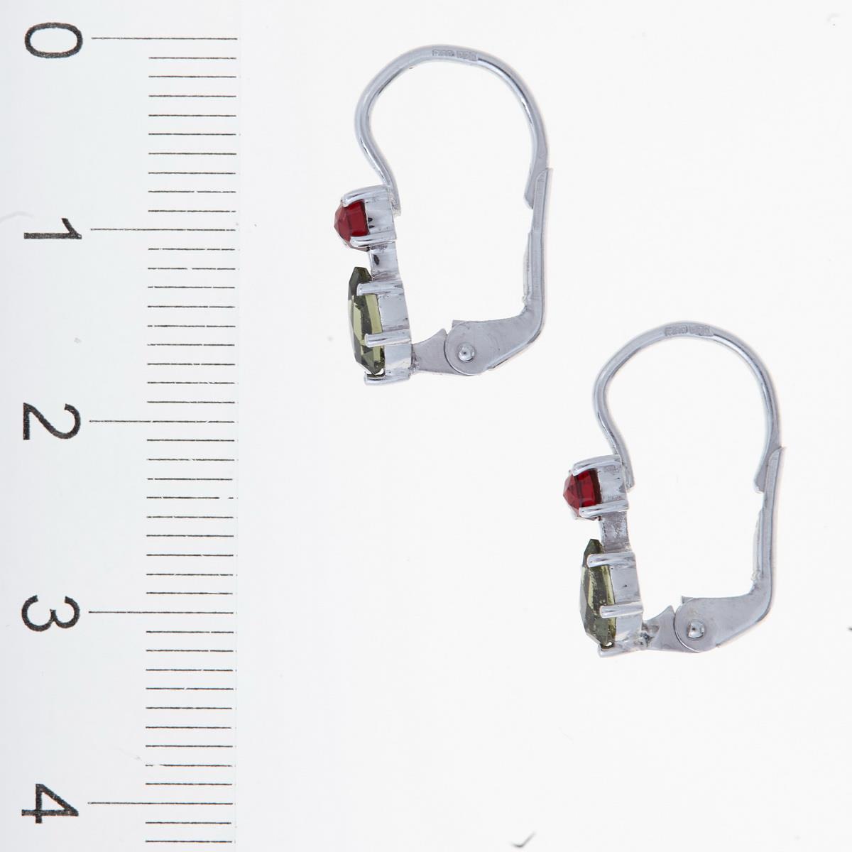 Silver earrings with moldavites and garnets 5538-2
