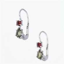 Orecchini in argento con moldaviti e granati 5538-2