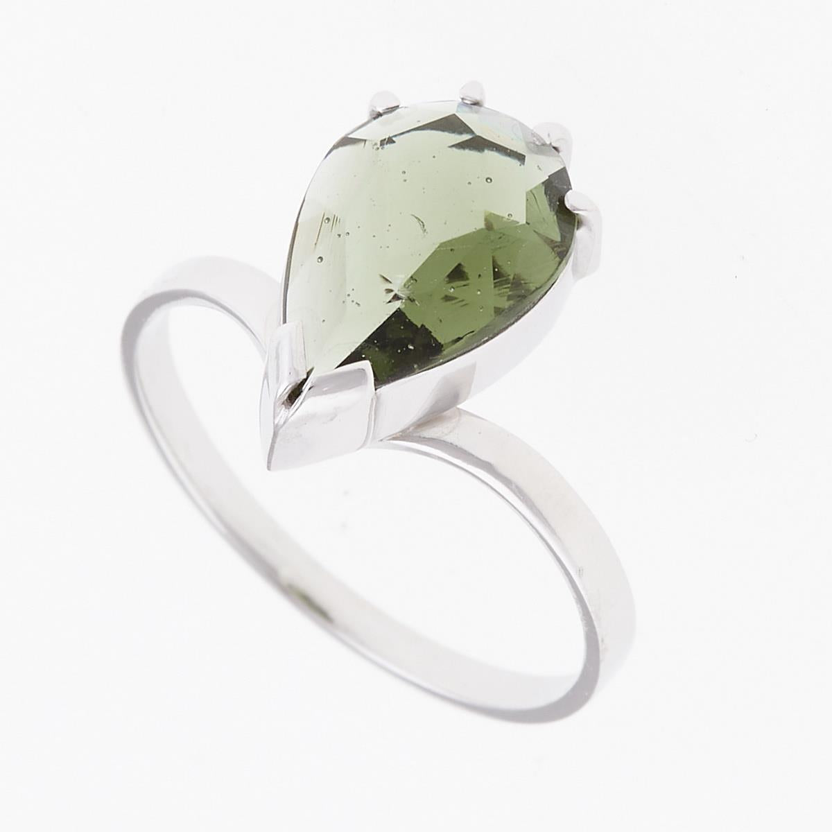 Silver ring with moldavite 004