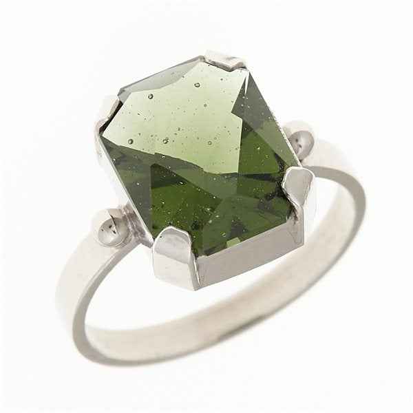 Anello Argento con codice moldavite 006